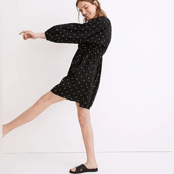 Madewell Button-Front Tie-Waist Mini Dress in Square Spot - large - Picture 2 of 6